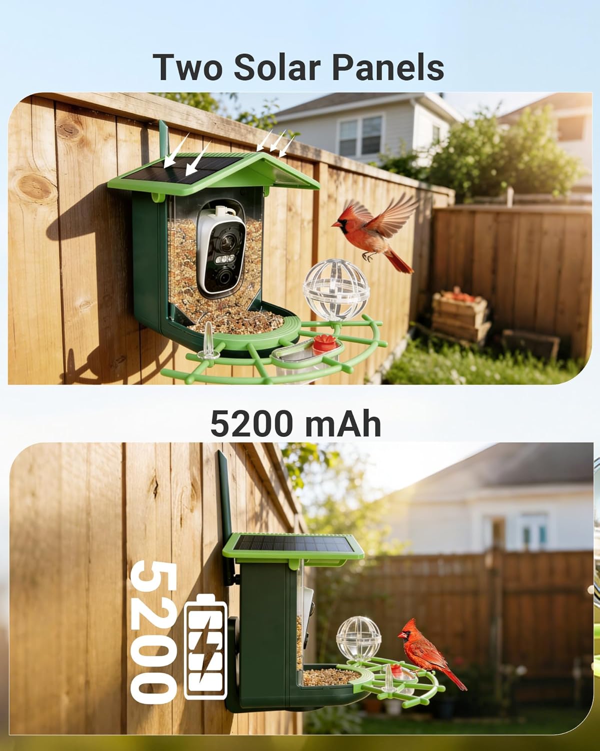 Smart Bird Feeder with Camera, Solar Powered, 4K Ultra HD & AI Recognition, Infrared Color Night Vision, Waterproof, Live Stream & Motion Alerts | Perfect Gift for Bird Enthusiasts