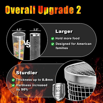 Stainless Steel BBQ Cage, 1 Count BBQ Grill Cage with Hook, BBQ Travel Accessories Tool Gifts for Camping BBQ, Barbecue Utensils