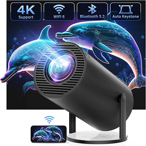 Portable Projector, Portable Home Cinema, 290 ANSI Lumens, Native 720P (1080P Supported), Android 11, Dual-Band WiFi 6 & BT 5.4 for Home Theater & Outdoor Viewing #TOP PICKS