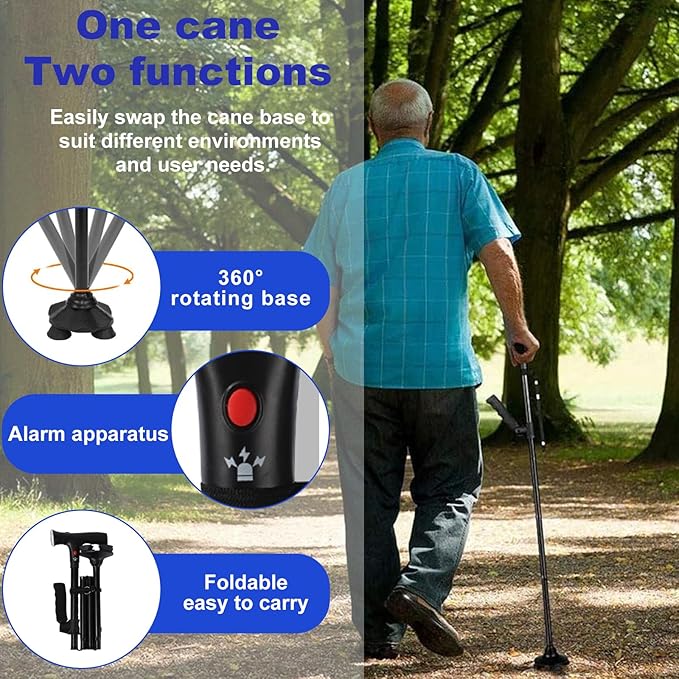 Portable Adjustable Walking Stick with LED Flashlight