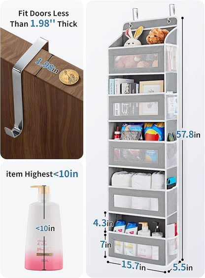 Over The Door Organizer Storage-5-Tier Hanging Organizer with 10 Large Pockets, Anti-Tilt Design, 44 lb Capacity for Bedroom, Bathroom, Baby Product Ptorage，Dormitory Storage，Back to School Must Have