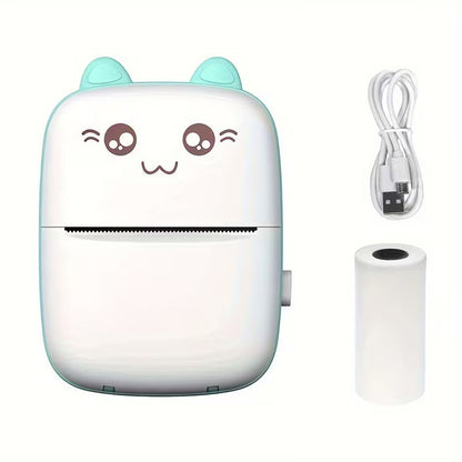 All-in-One Cat-Shaped Printer – Print Photos & Labels Anywhere, USB Charged, No Ink Required