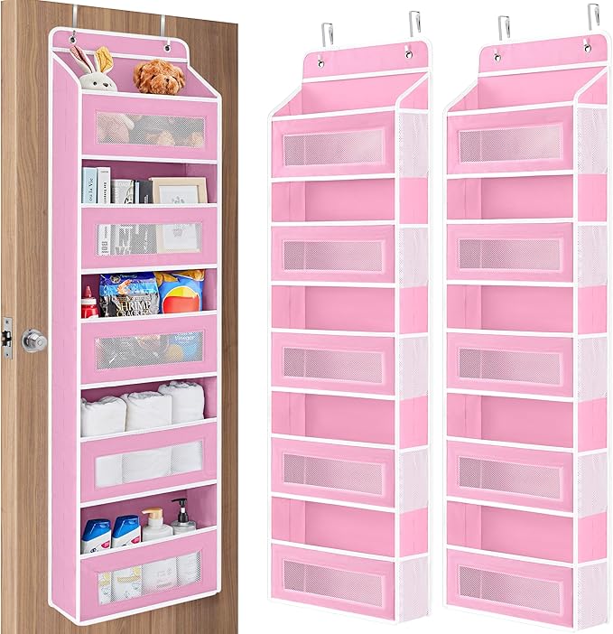 Over The Door Organizer Storage-5-Tier Hanging Organizer with 10 Large Pockets, Anti-Tilt Design, 44 lb Capacity for Bedroom, Bathroom, Baby Product Ptorage，Dormitory Storage，Back to School Must Have