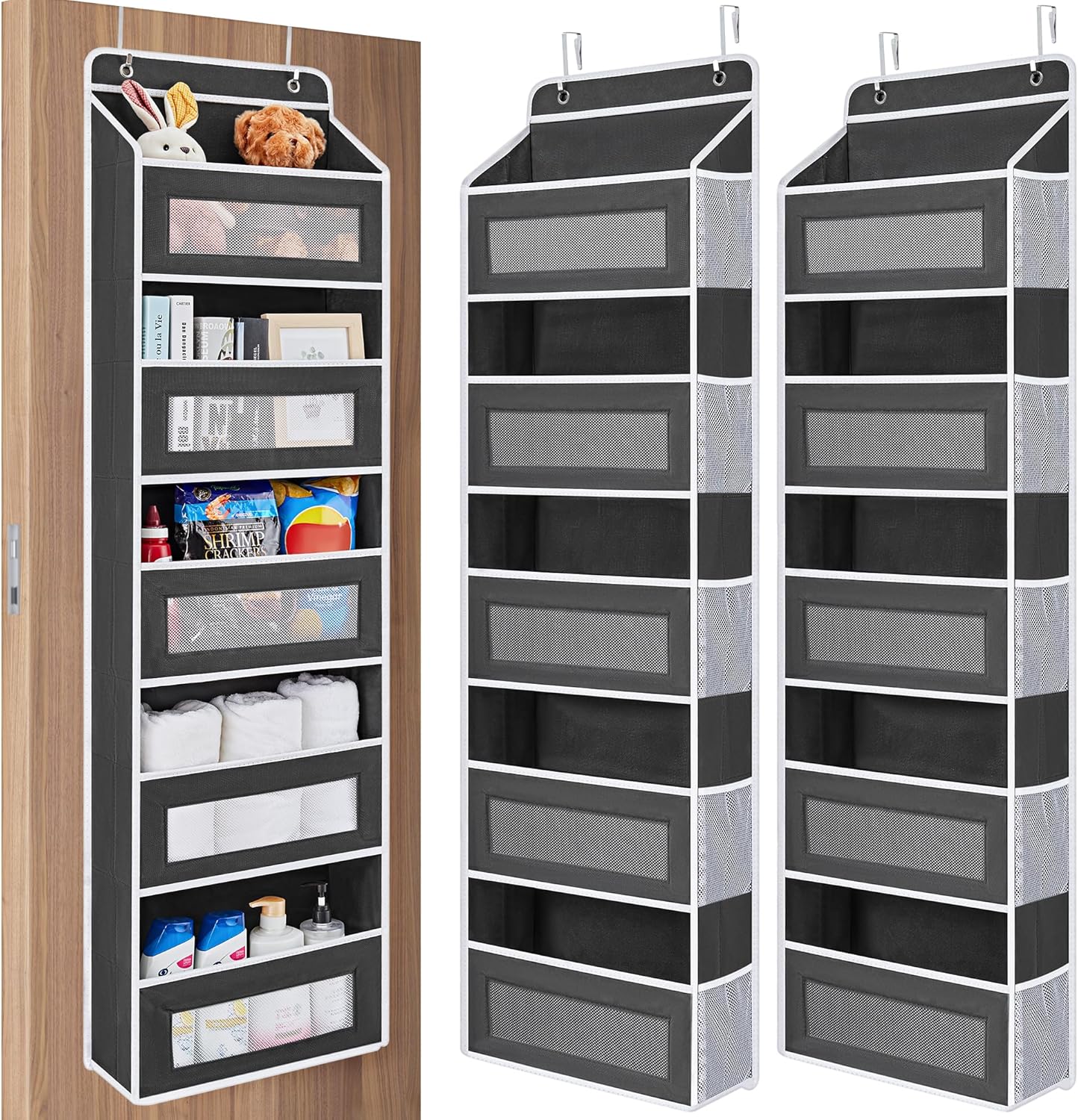 Over The Door Organizer Storage-5-Tier Hanging Organizer with 10 Large Pockets, Anti-Tilt Design, 44 lb Capacity for Bedroom, Bathroom, Baby Product Ptorage，Dormitory Storage，Back to School Must Have