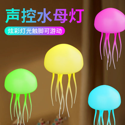 New Cross-Border Amazon Creative Voice-Controlled Lamp Bedroom Bedside Small Lamp Gift Led Lamp Jellyfish Voice-Controlled Night Light