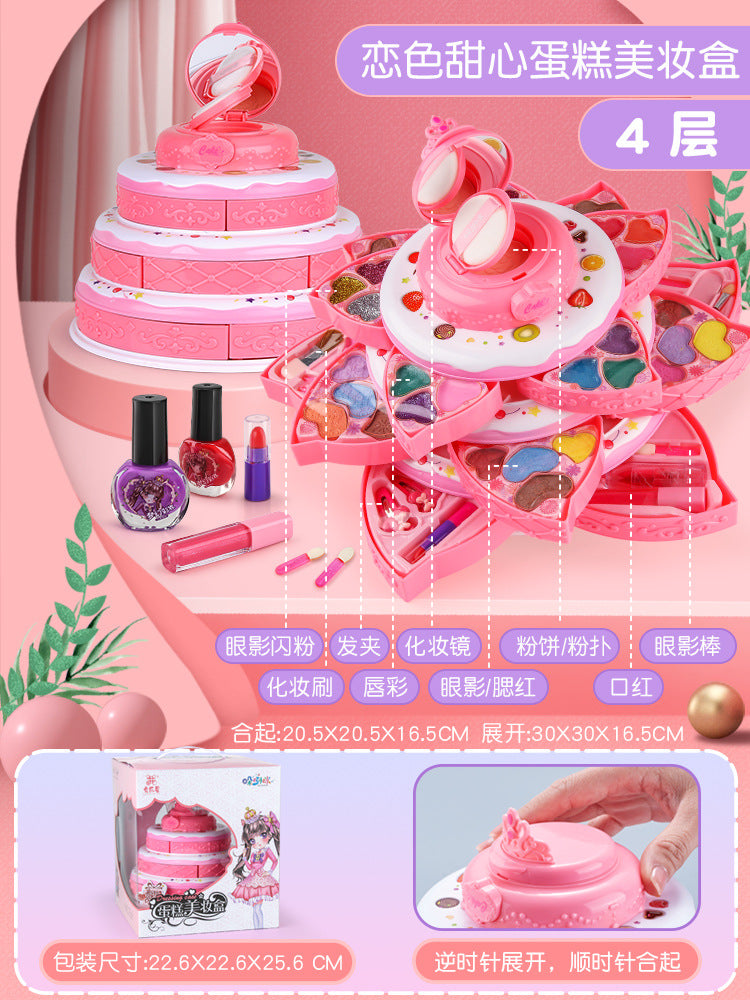 Girls Makeup Kit for Dress Up, 54Pcs Multilayer Princess Cosmetic Box, Non-Toxic Pretend Play Makeup Toy, Great for Kids’ Party & Role Play, Gift for 4-12 Year Old Girls