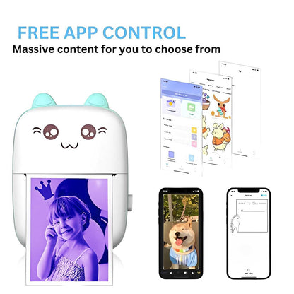 All-in-One Cat-Shaped Printer – Print Photos & Labels Anywhere, USB Charged, No Ink Required