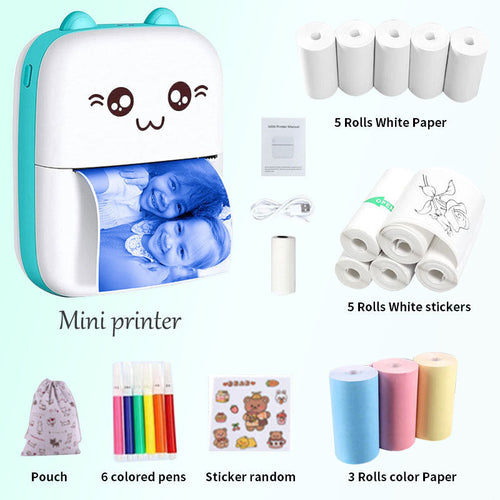 All-in-One Cat-Shaped Printer – Print Photos & Labels Anywhere, USB Charged, No Ink Required