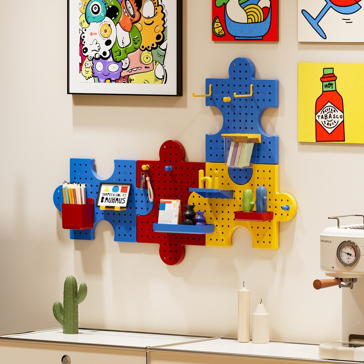 3-Pack Plastic Pegboard Panels – Modular Wall Organizer Kit (12 Accessories) | Garage/Workshop/Craft Room