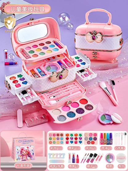 Girls Makeup Kit for Dress Up, 54Pcs Multilayer Princess Cosmetic Box, Non-Toxic Pretend Play Makeup Toy, Great for Kids’ Party & Role Play, Gift for 4-12 Year Old Girls