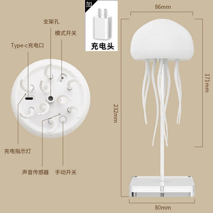 New Cross-Border Amazon Creative Voice-Controlled Lamp Bedroom Bedside Small Lamp Gift Led Lamp Jellyfish Voice-Controlled Night Light
