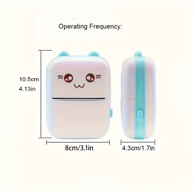 All-in-One Cat-Shaped Printer – Print Photos & Labels Anywhere, USB Charged, No Ink Required