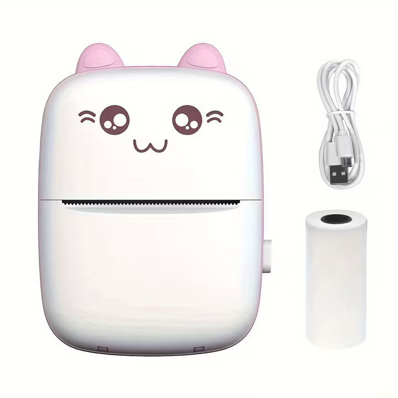 All-in-One Cat-Shaped Printer – Print Photos & Labels Anywhere, USB Charged, No Ink Required