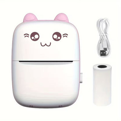 All-in-One Cat-Shaped Printer – Print Photos & Labels Anywhere, USB Charged, No Ink Required